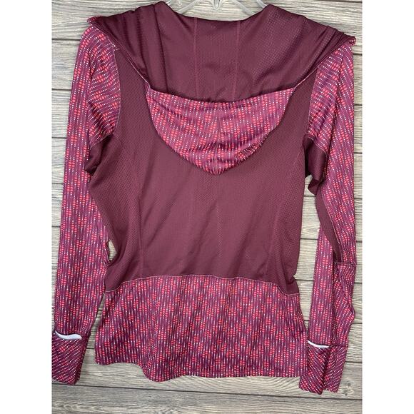 PATAGONIA Maroon & Coral Long Sleeve Stretch 1/2 Zip Hooded Top - Women's Sz Sm - Picture 7 of 9